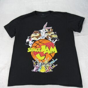Space Jam Shirt‎ Mens Large Black Graphic Print Cotton Crew Neck Short Sleeve